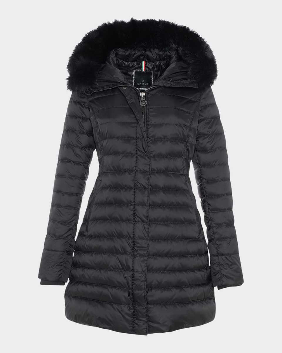 Down Apres-Ski Jacket with Detachable Toscana Lamb Hood Trim